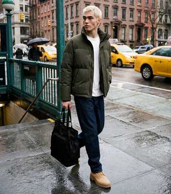 Jack & Jones Dark Khaki Funnel Neck Padded Jacket