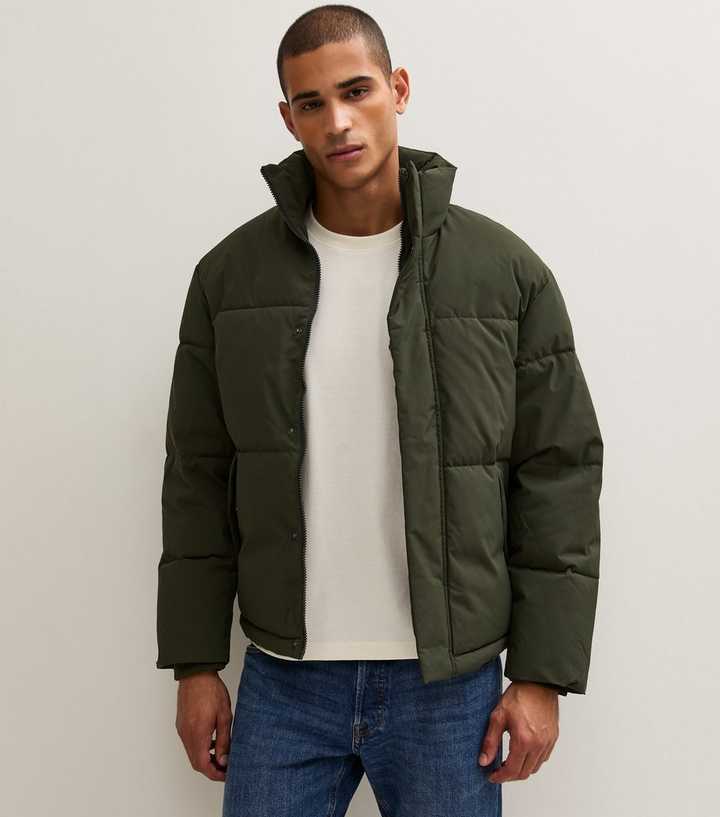 Jack & Jones Dark Khaki Funnel Neck Padded Jacket