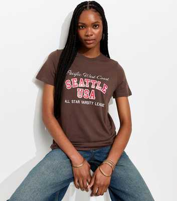 Brown Seattle Print T-Shirt