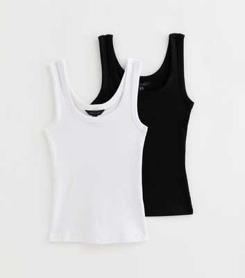 White Pack Of 2 Wide Trim Scoop Neck Vest Tops