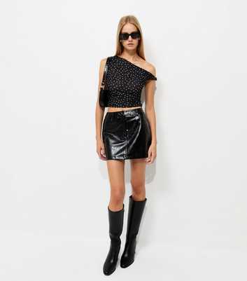 Black Vinyl Micro Mini Skirt