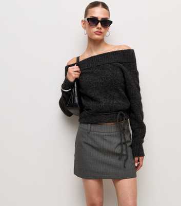 Grey Pinstripe Pelmet Mini Skirt