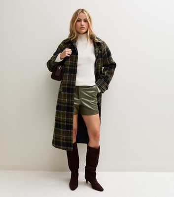Light Khaki Faux Leather Tailored Shorts