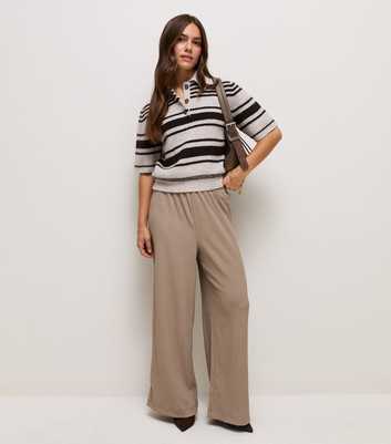 Petite Mink Crinkle Jersey Wide Leg Trousers