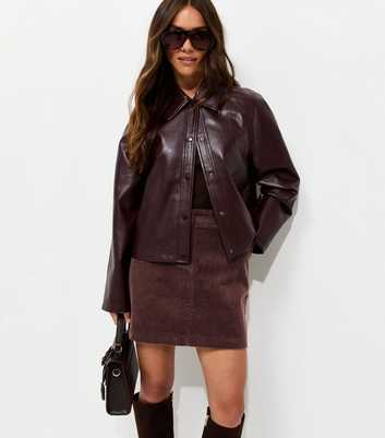 Petite Dark Brown Cotton Corduroy Mini Skirt