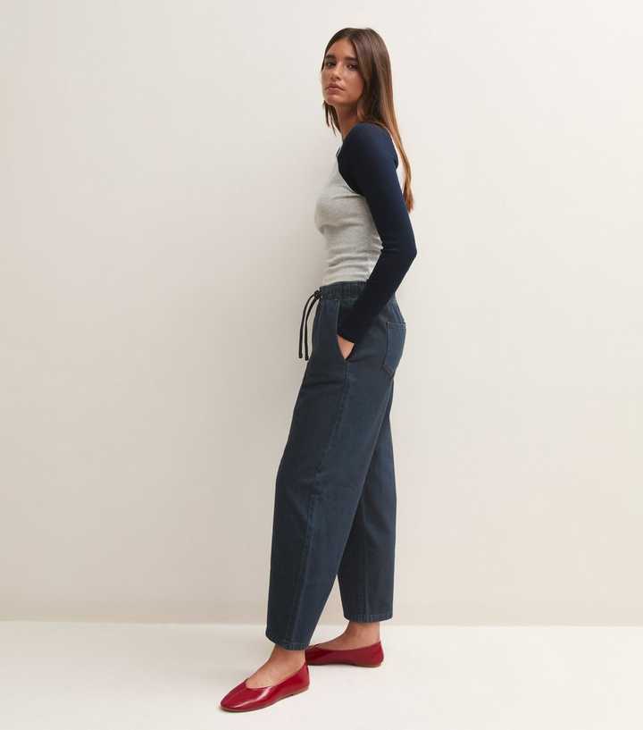 Blue Barrel Leg Denim Trousers
