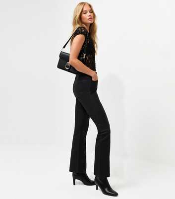 Black Coated Bootcut Jeans