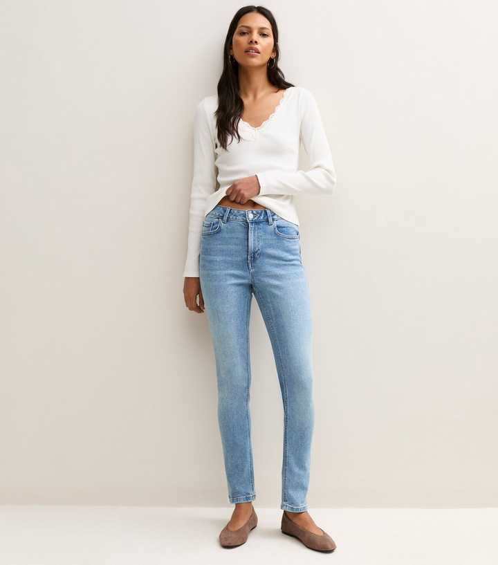 Blue Stretch Slim Leg Cigarette Jeans