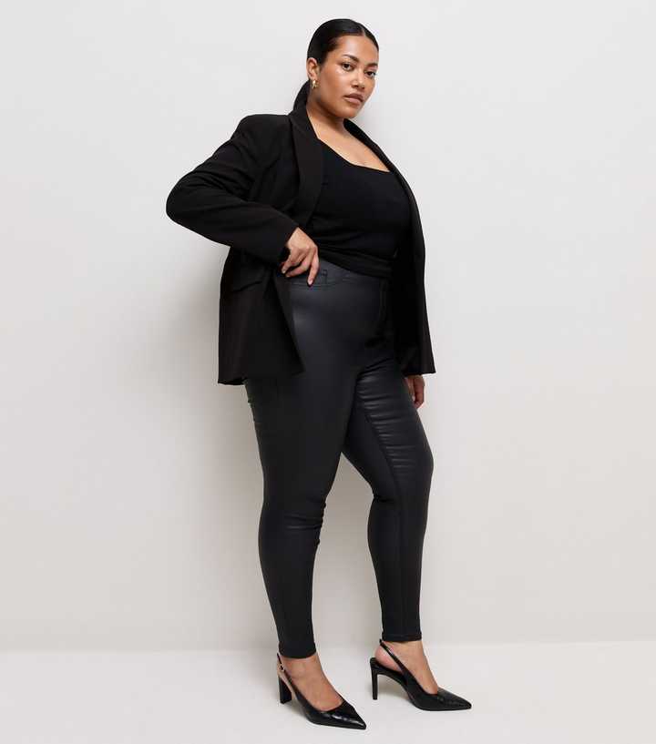 Curves Black Coated Jeggings