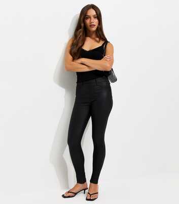Petite Black Coated Jeggings