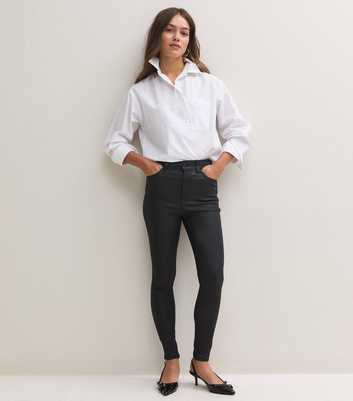 Petite Black Coated Lift & Shape Jenna Jeans