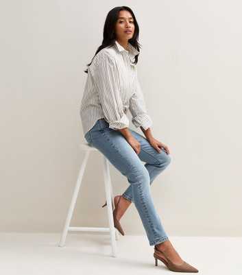 Petite Blue Cotton Rich Cigarette Slim Leg Jeans