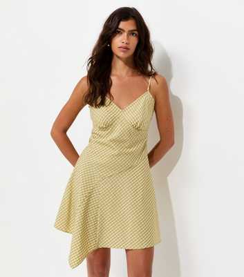 Green Crinkle Texture Asymmetric V-Neck Strappy Mini Dress