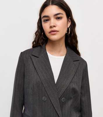 Grey Pinstripe Double Breasted Blazer