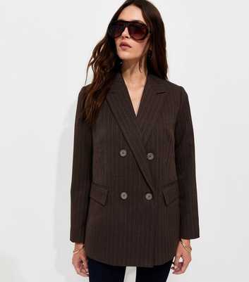 Brown Pinstripe Double Breasted Blazer
