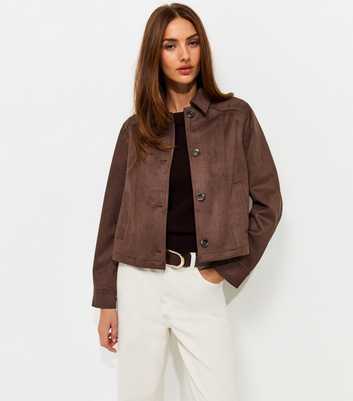 Dark Brown Faux Suede Shacket
