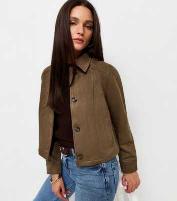 Dark Khaki Faux Suede Shacket