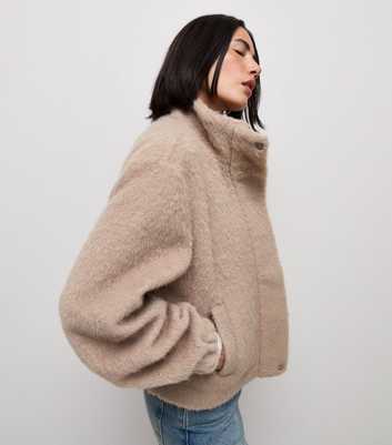 Mink Textured Funnel Coat