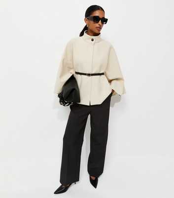Off White Belted Ottoman Cape Jacket