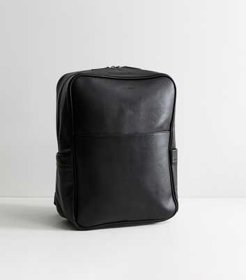 Jack & Jones Black Faux Leather Backpack