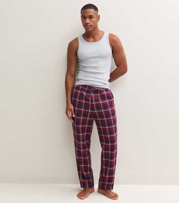 Jack & Jones Dark Burgundy Cotton Rich Check Pyjama Trousers
