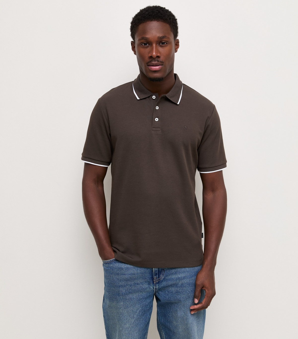 Jack & Jones Chocolate Torte Jack Jones Ethan Detail Polo Shirt - Image 2