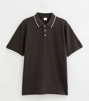 Jack & Jones Dark Brown Contrast Trim Short Sleeve Polo Shirt