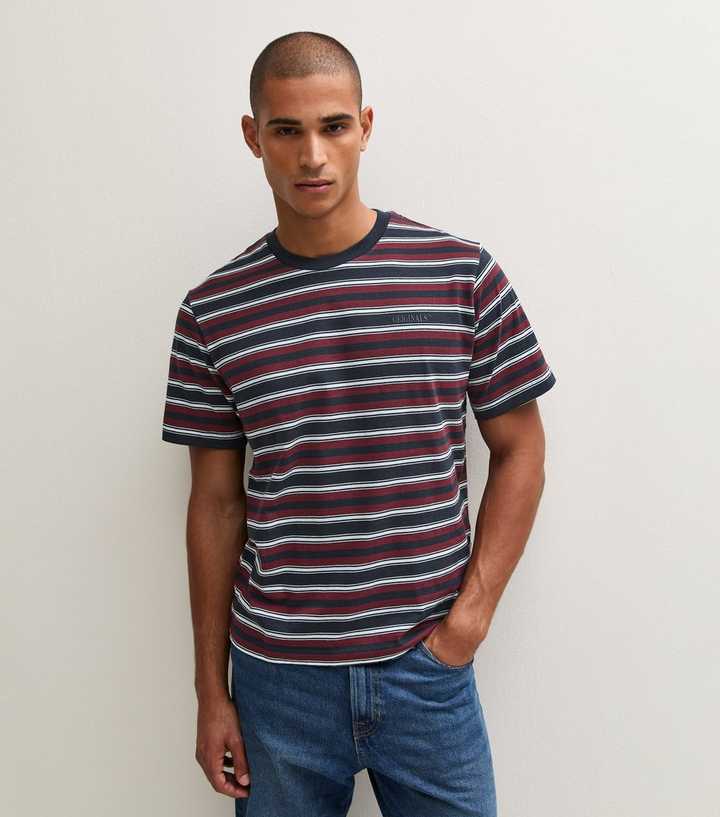 Jack & Jones Navy Cotton Horizontal Stripe T-Shirt