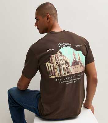 Jack & Jones Dark Brown Cotton Rich Photo Back Graphic T-Shirt
