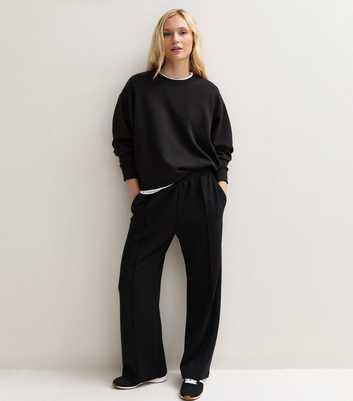 Petite Premium Black Wide Leg Joggers