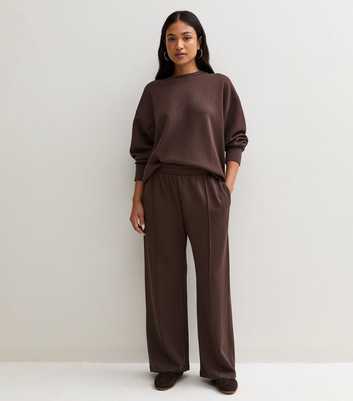 Petite Premium Brown Wide Leg Joggers