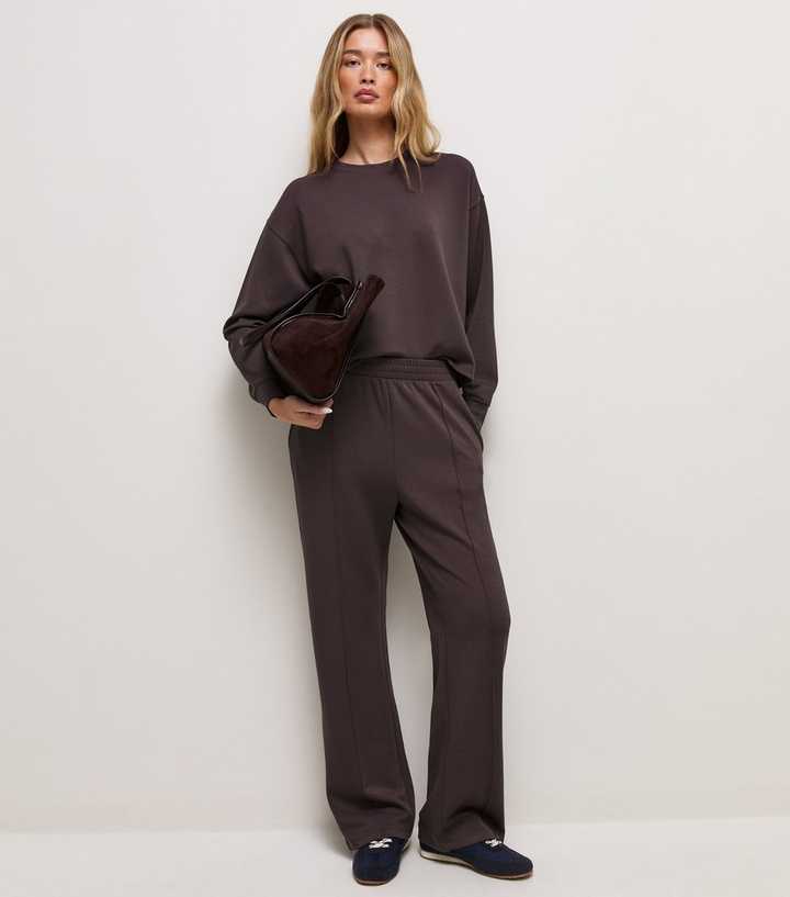 Tall Premium Dark Burgundy Wide Leg Joggers