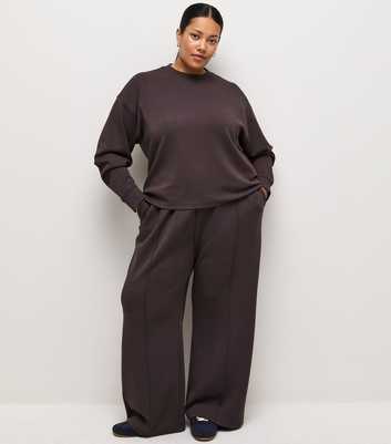 Curves Premium Dark Burgundy Crew Neck Sweatshirt