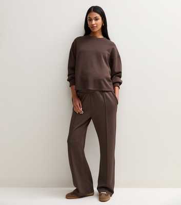 Maternity Premium Brown Wide Leg Joggers