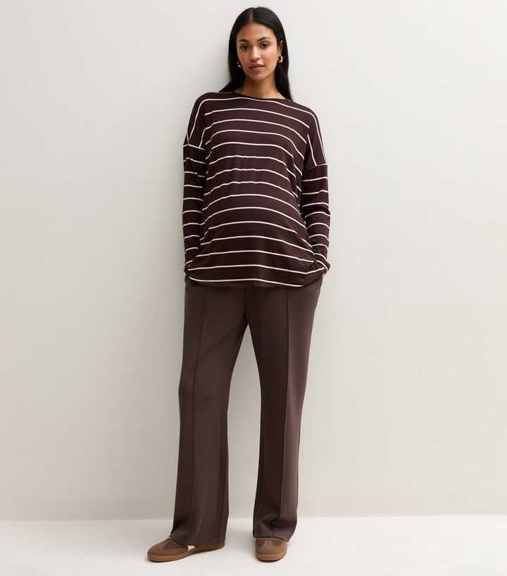 Maternity Premium Dark Burgundy Wide Leg Joggers