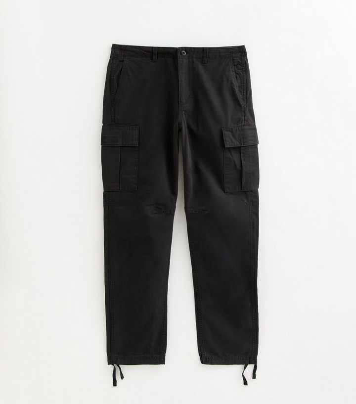 Only & Sons Black Organic Cotton Tapered Leg Cargo Trousers