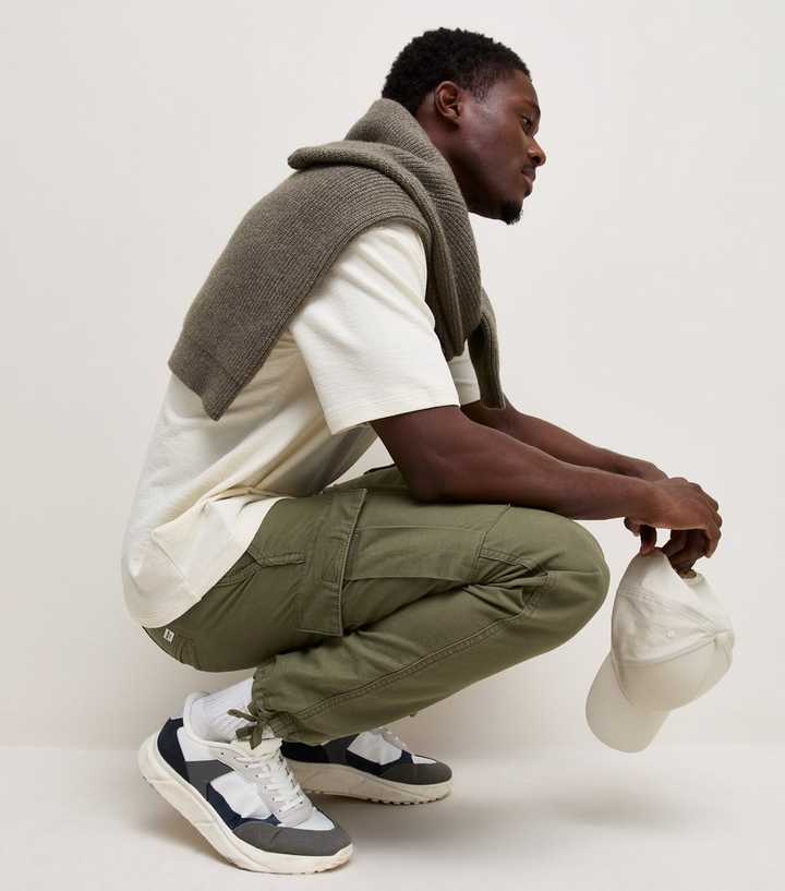 Only & Sons Dark Khaki Organic Cotton Tapered Leg Cargo Trousers