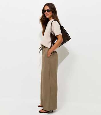 Petite Stone Pull On Wide Leg Trousers