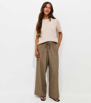 Petite Stone Pull On Wide Leg Trousers