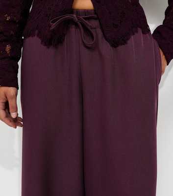 Petite Dark Burgundy Pull On Wide Leg Trousers