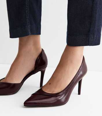 Dark Burgundy Faux Leather Dorsay Court Shoes