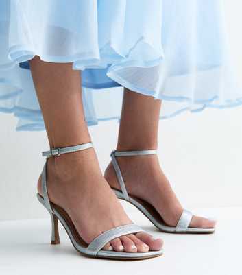 Silver Faux Leather Square Toe Sandals