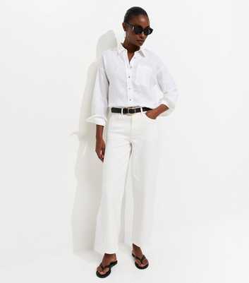 Off White Denim Cropped Tapered Ankle Grazer Barrel Leg Jeans