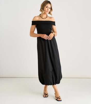 Gini London Black Bardot Midi Dress