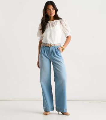 Gini London Light Blue Pleated Leg Jeans