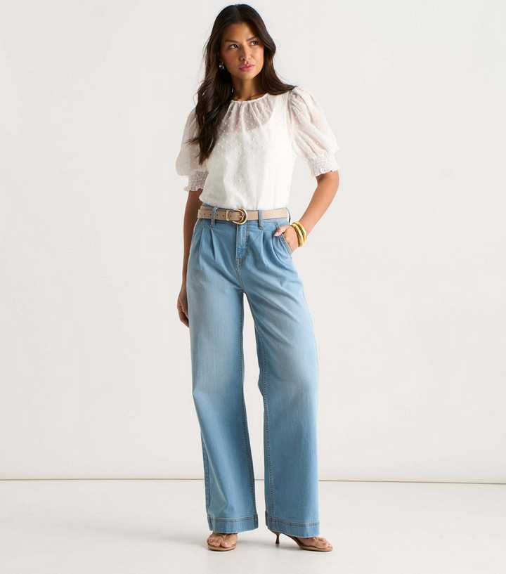 Gini London Light Blue Pleated Leg Jeans