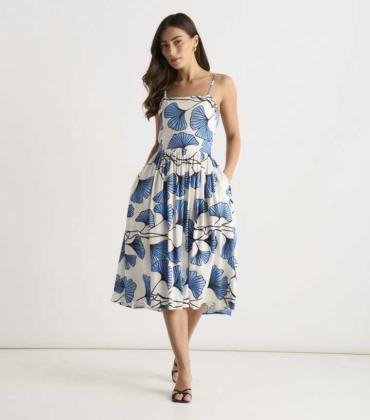 Gini London Blue Floral Print Cami Midi Dress