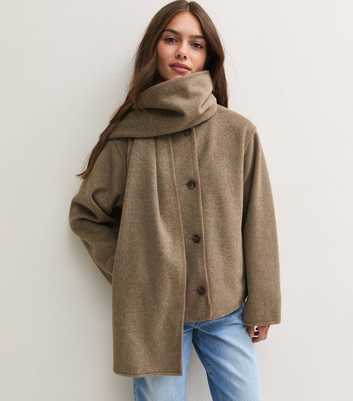 Petite Mink Soft Scarf Funnel Neck Jacket