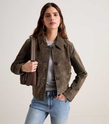 Premium Dark Brown Real Suede Button Through Jacket