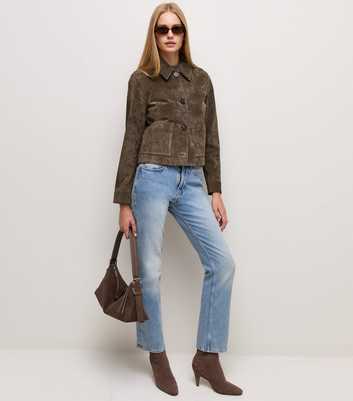 Premium Dark Brown Real Suede Button Through Jacket